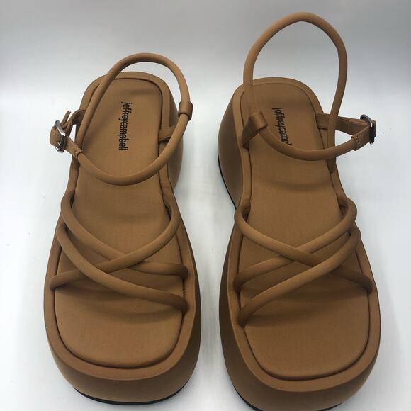 Jeffrey Campbell Glow-Up Platform Wedge Sandal - Dark Natural Neoprene Size 10 - Picture 5 of 7